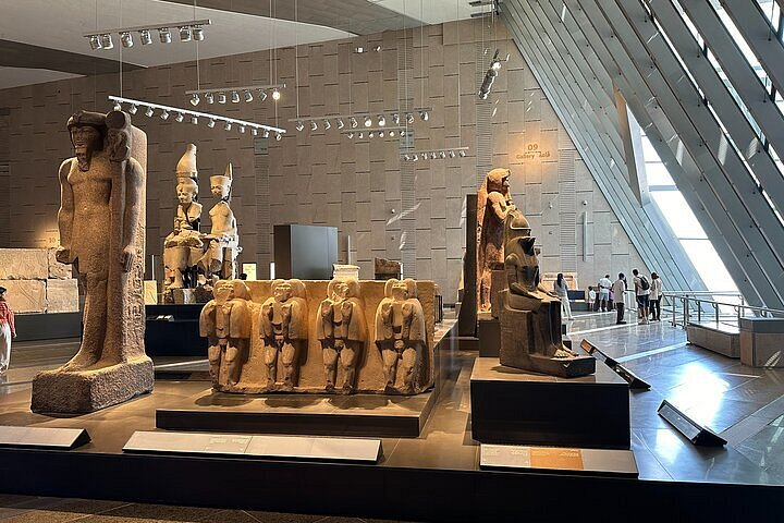 Ancient Egyptian artifacts displayed inside Grand Museum