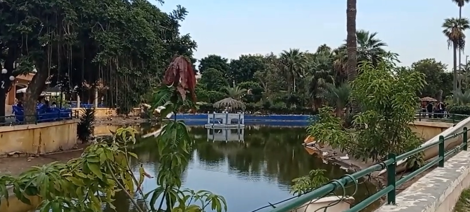 Lake and greenery at Shallalat Gardens in Alexandria, Egypt