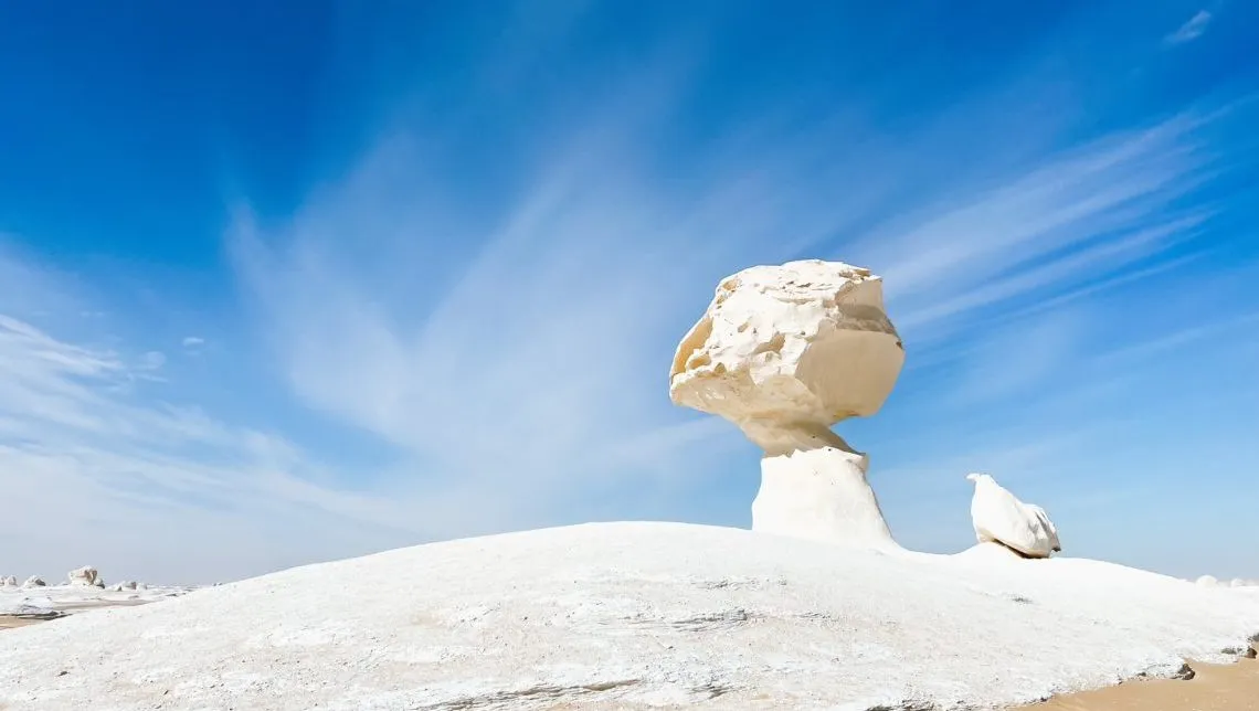 White Desert Egypt with unique white rock formations