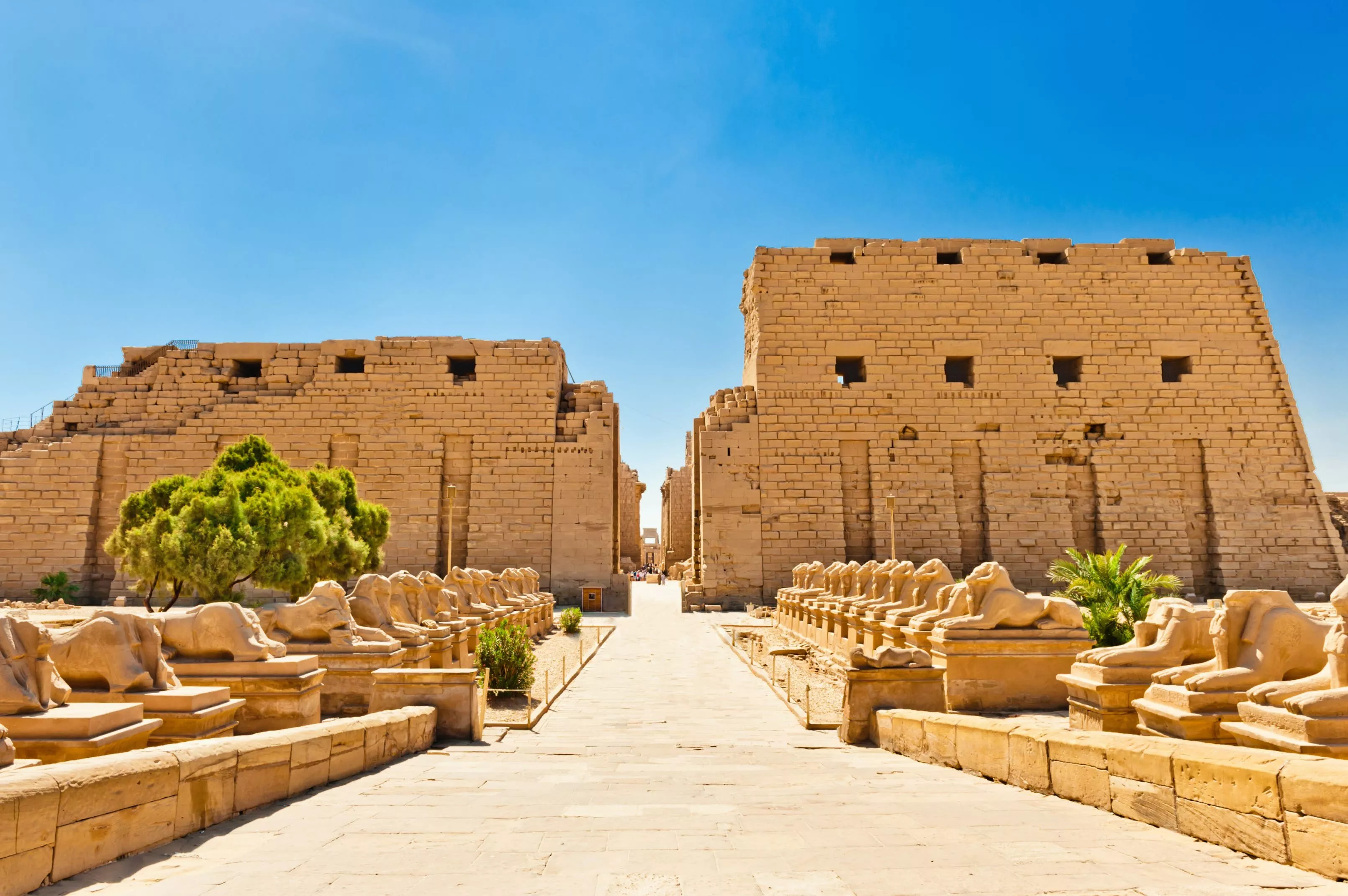 Avenue of Sphinxes leading to the entrance of Karnak Temple in Luxor