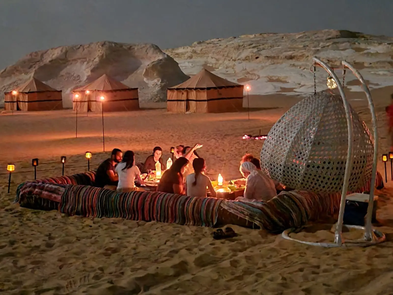 Camping Under White Desert Stars