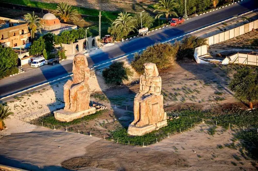visiting the Colossi of Memnon in Luxor during a 12-day Egypt tour