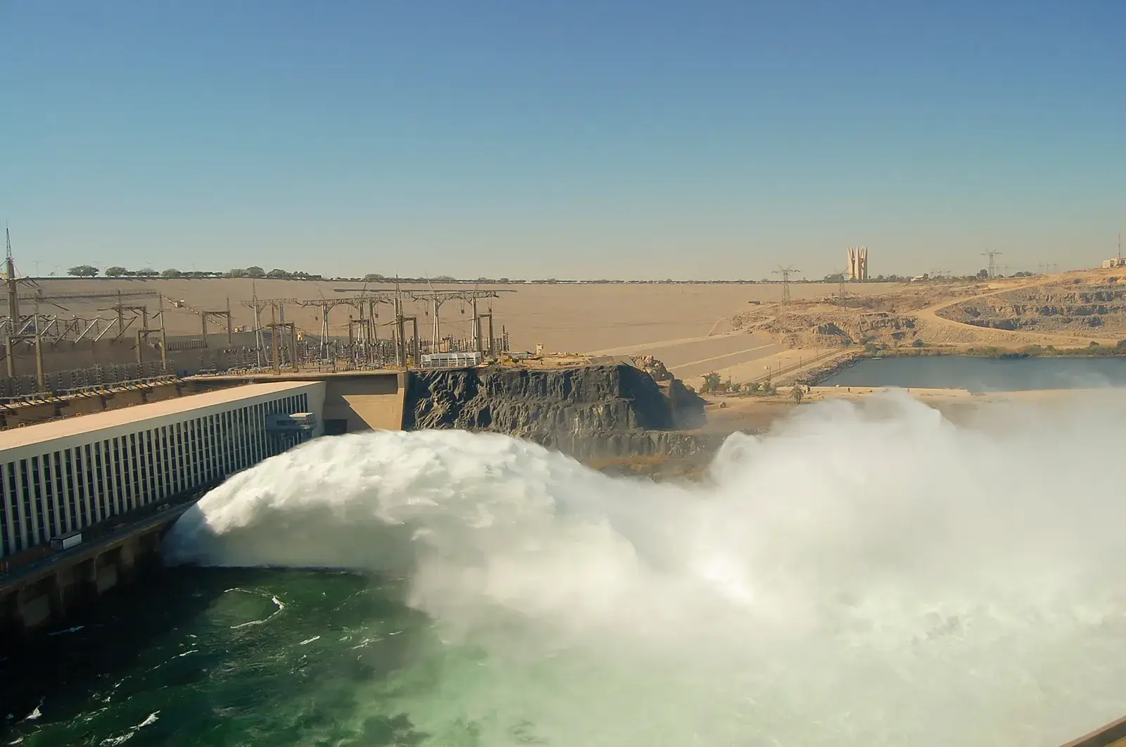 Aswan High Dam in Egypt overlooking the Nile River and Lake Nasser
