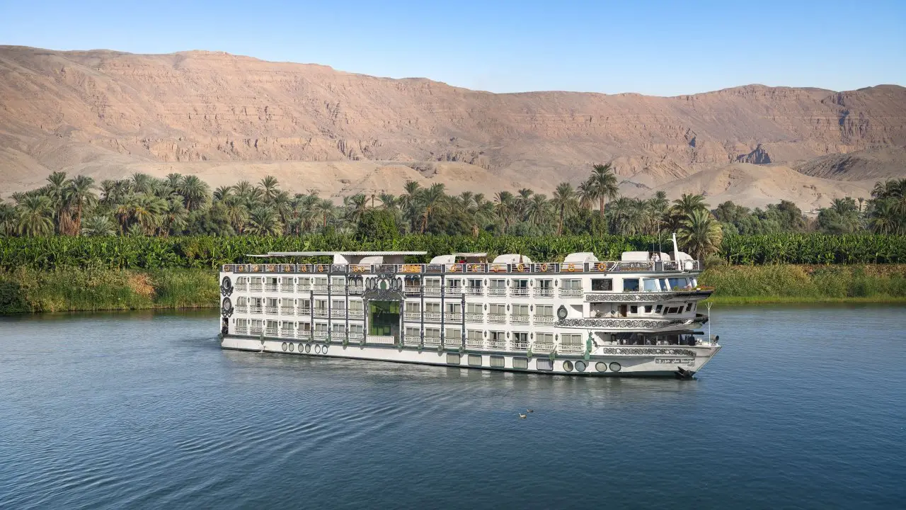 Nile cruise boat sailing along the Nile River in Egypt