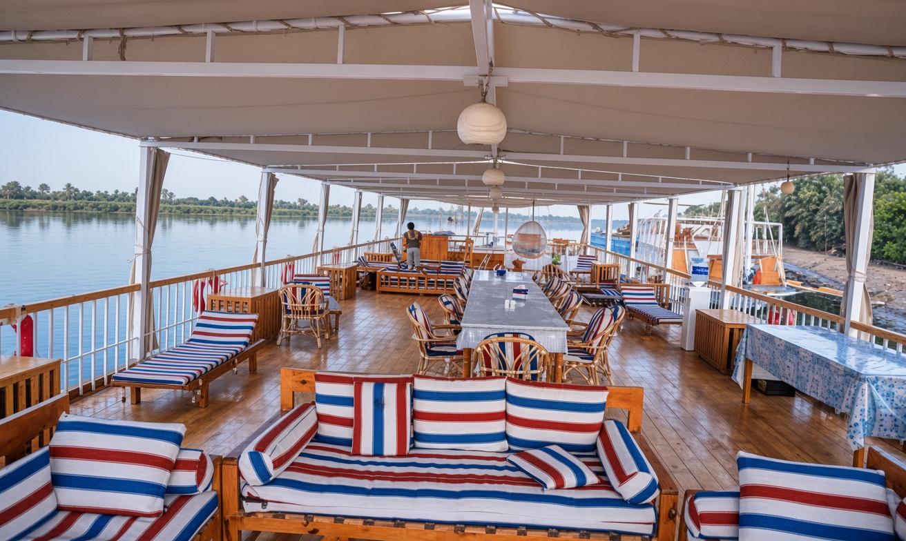 Three Pyramids luxury Dahabiya Nile cruise in Egypt