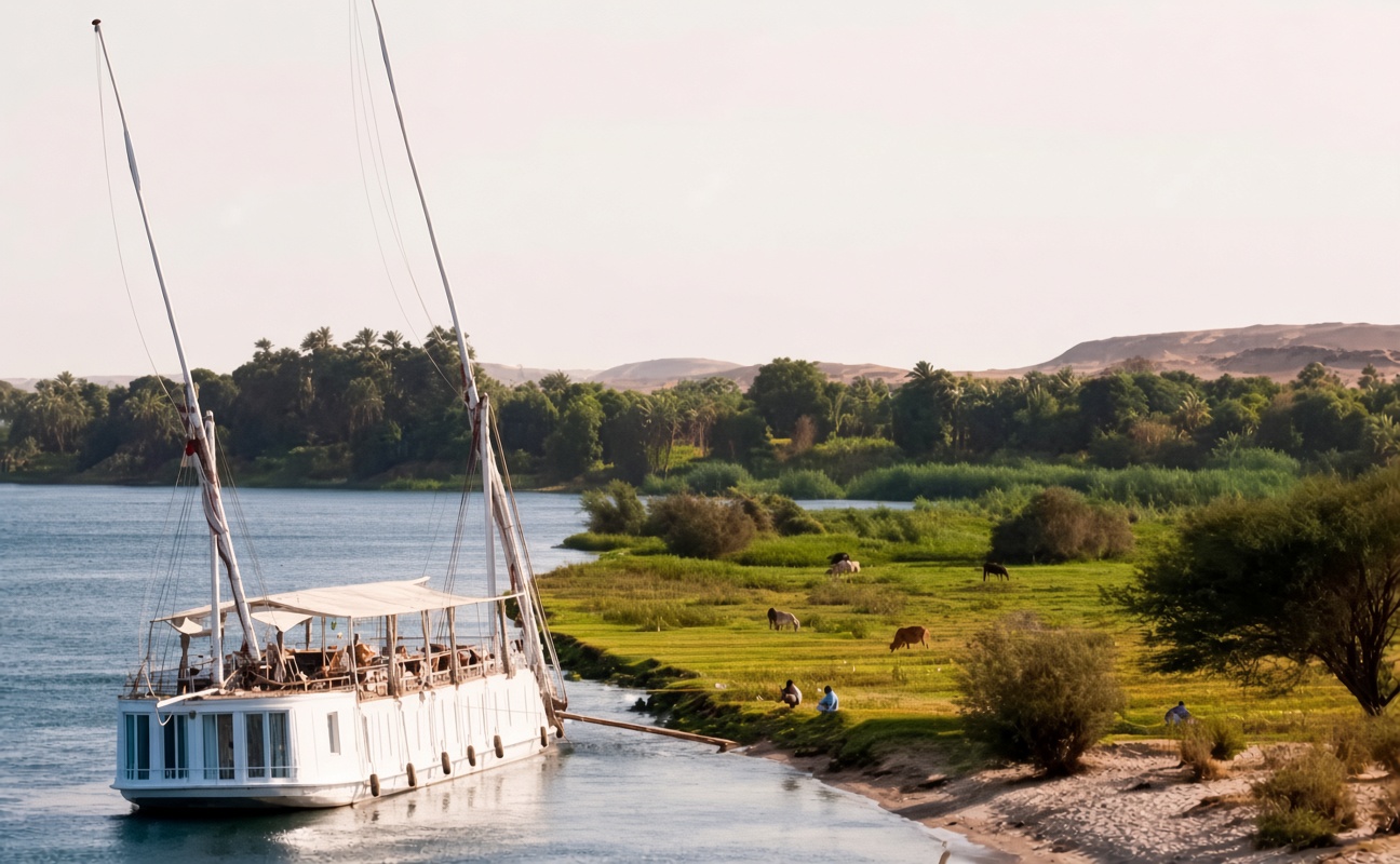 Malouka Dahabiya Nile Cruise sailing on the Nile in Egypt