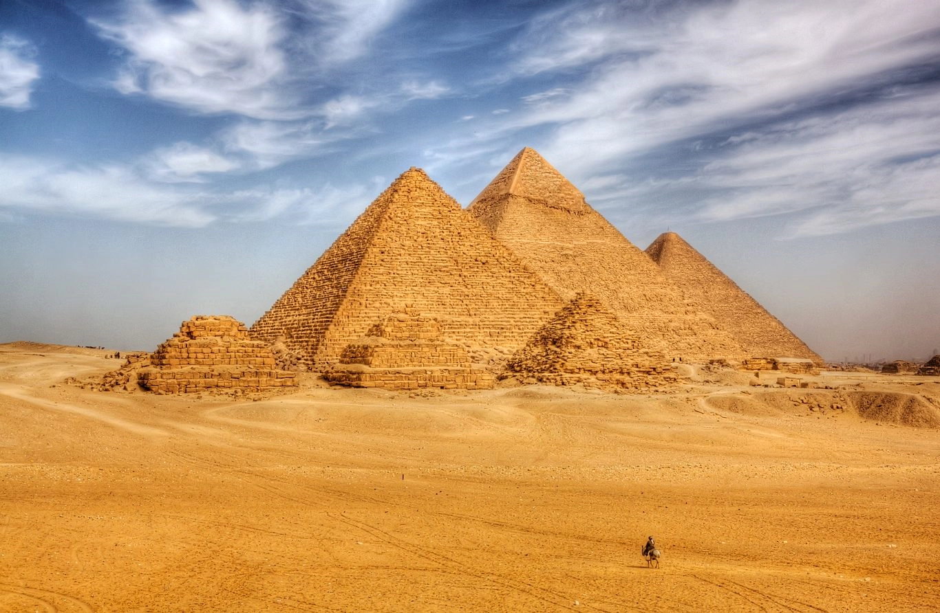Three Great Pyramids of Giza on the Giza Plateau in Egypt.