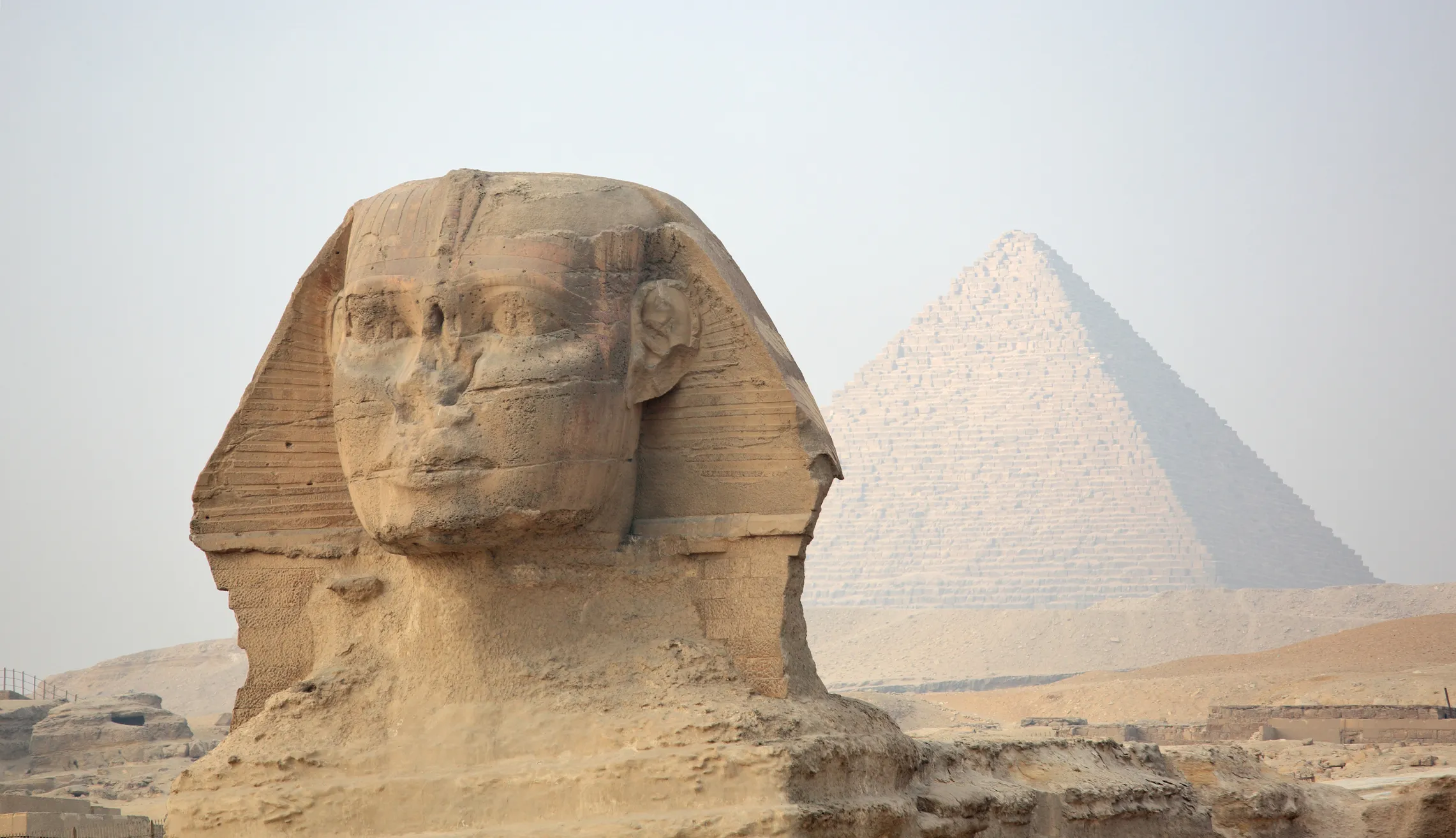 Great Sphinx of Giza with its human head and lion's body in Egypt