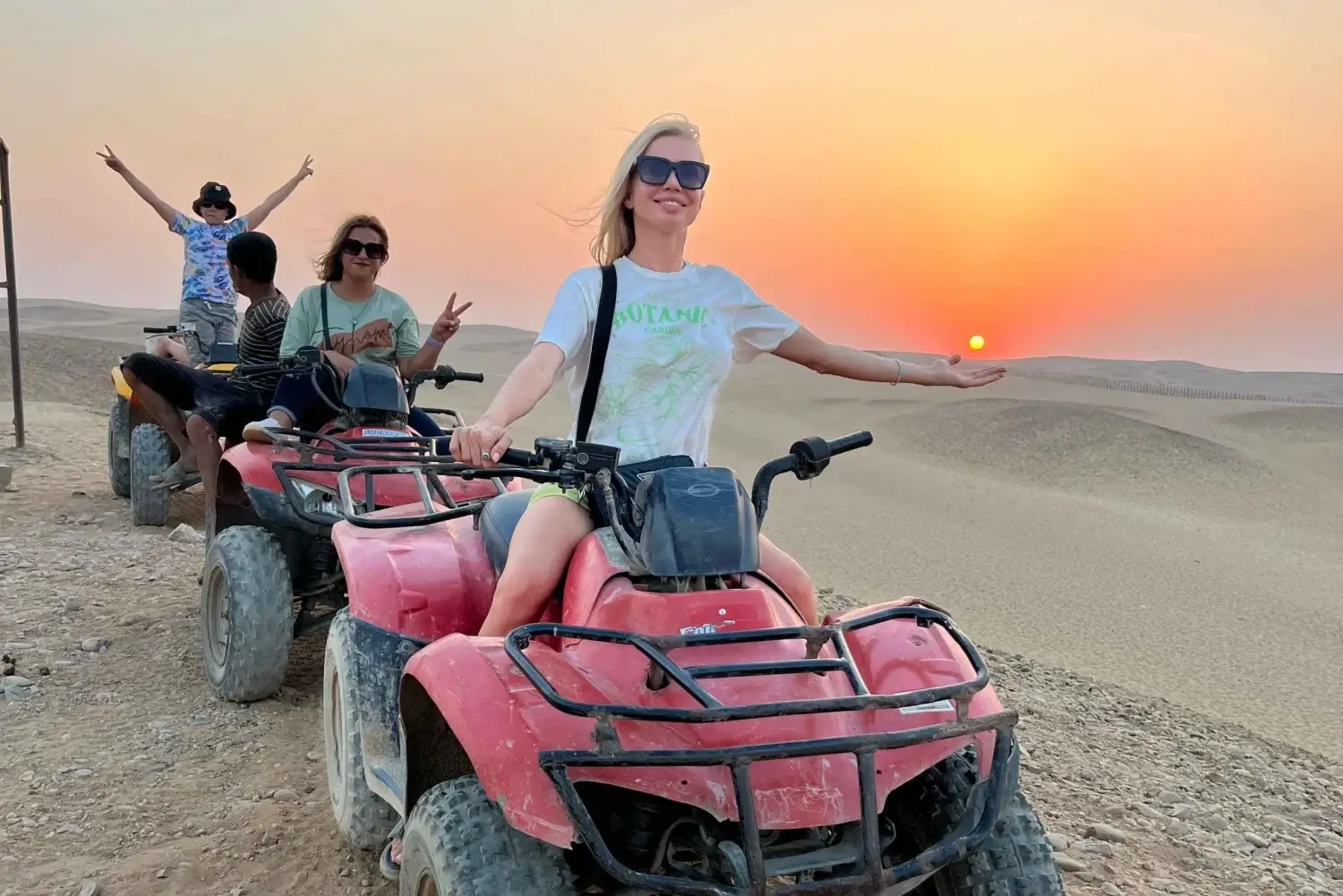 Sunset quad biking adventure in the Giza desert near the pyramids