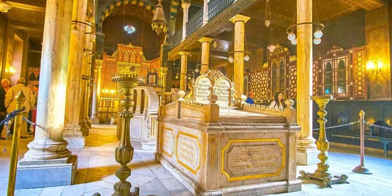 Interior architecture of Ben Ezra Synagogue in Coptic Cairo