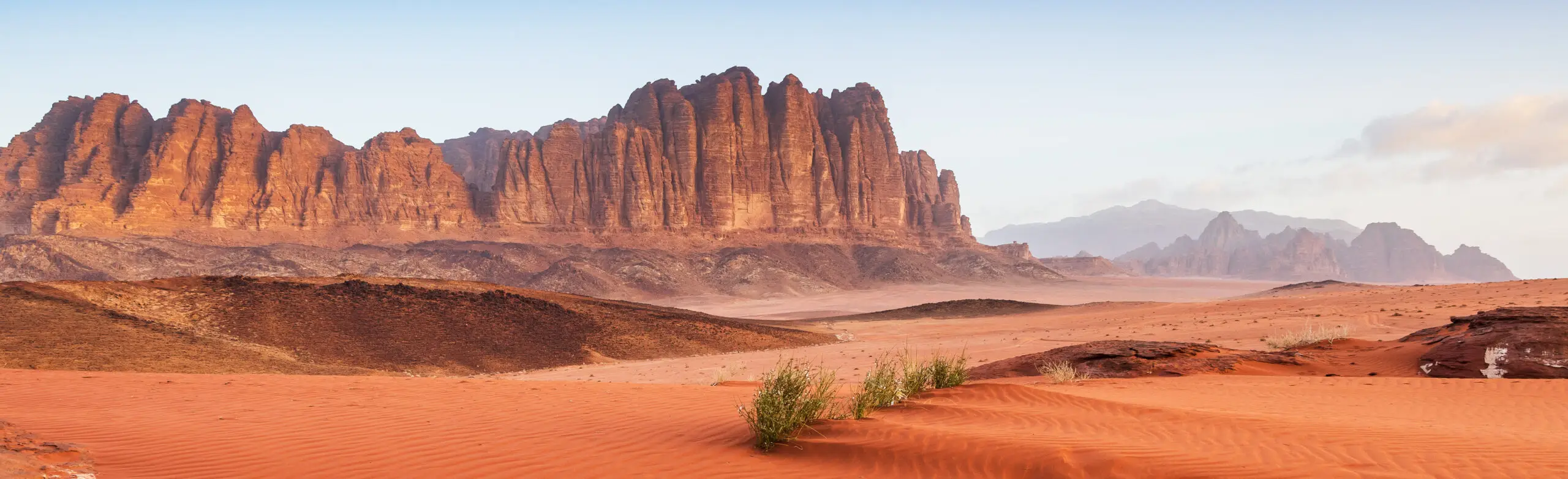 Rock formations and desert scenery in Wadi Rum, Jordan