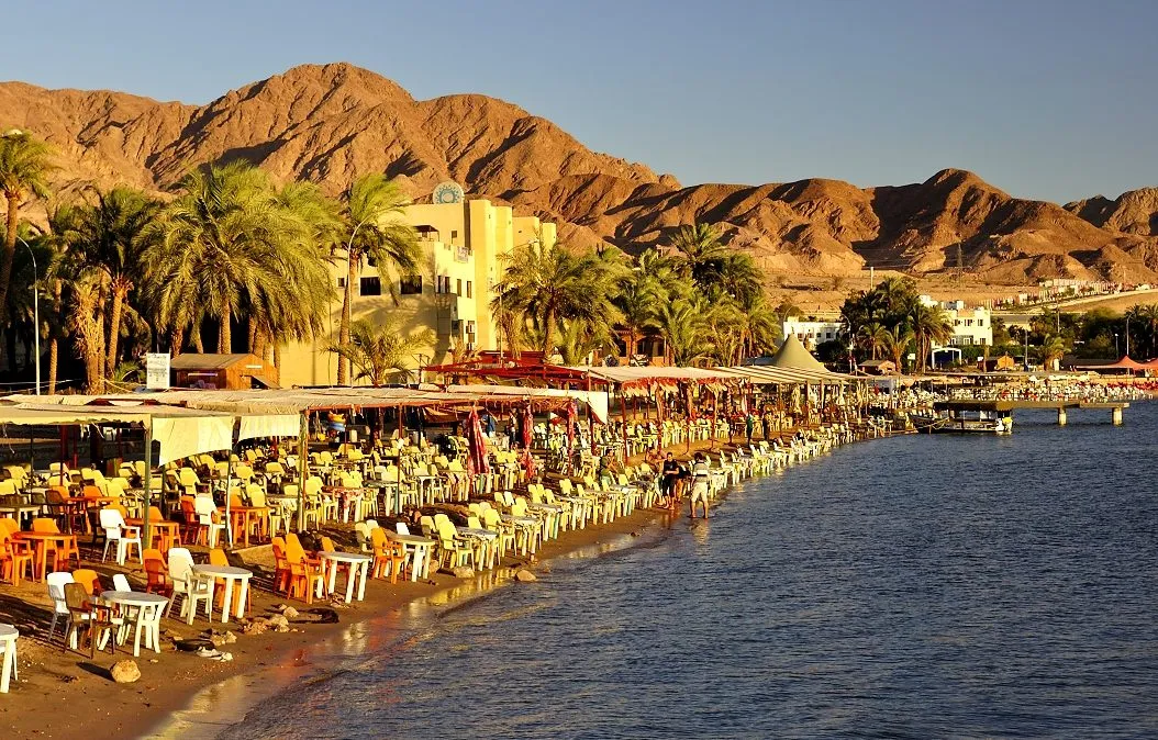Aqaba beach in Jordan featuring clear blue waters and seaside scenery
