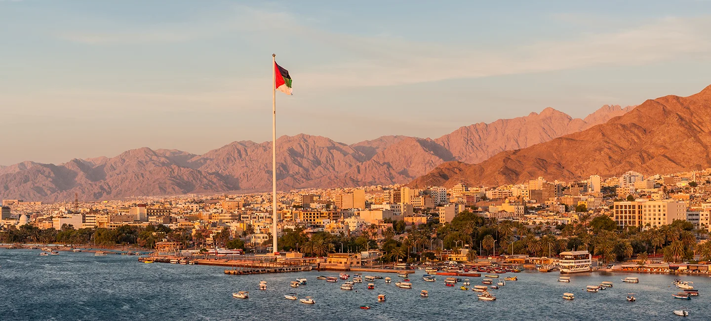 Aqaba Jordan coastline with beautiful Red Sea waters