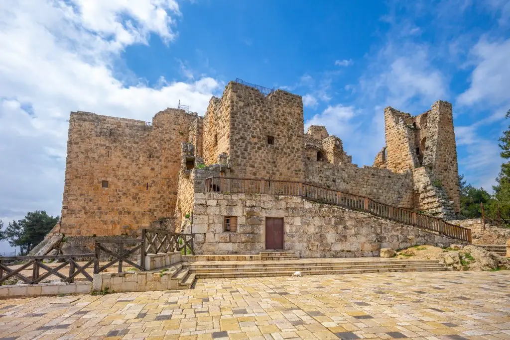 Ajloun Castle overlooking the green hills of northern Jordan