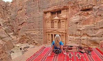 Travelers enjoying a sunset tour at Petra, Jordan