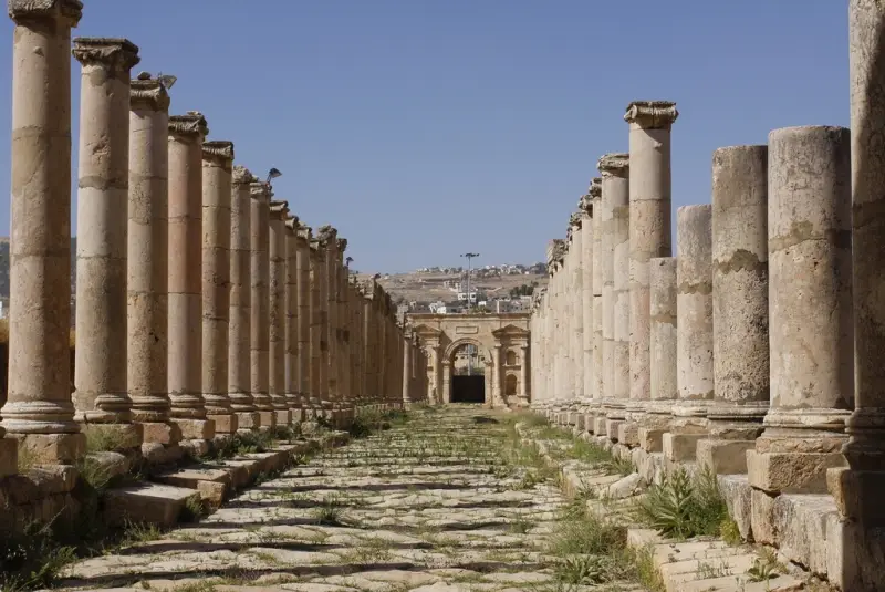 The ancient Roman ruins in Jerash, Jordan