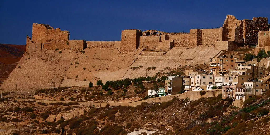 Kerak Castle Jordan overlooking the Jordanian landscape