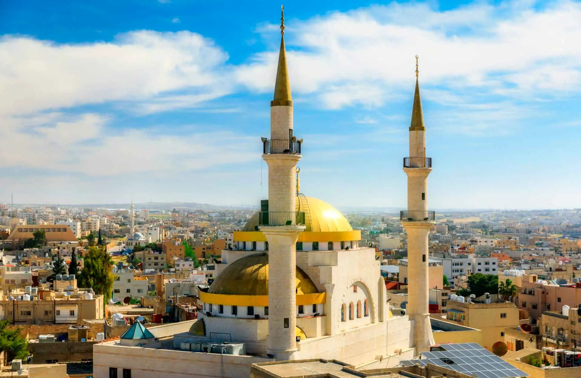 Beautiful Madaba Mosque in Madaba, Jordan with traditional Islamic design