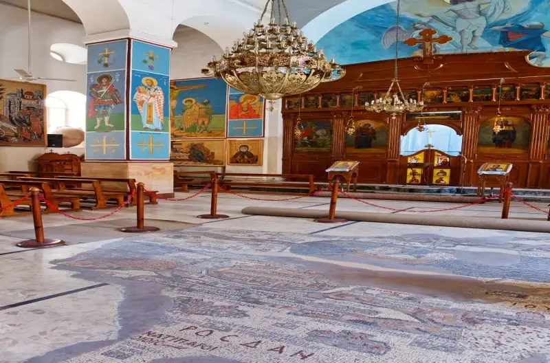 The Greek Orthodox Basilica of Saint George in Madaba with ancient Christian heritage