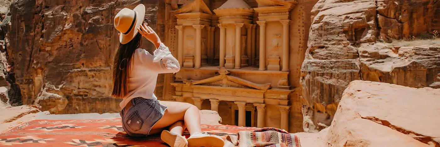 The Treasury Al-Khazneh building in Petra, Jordan