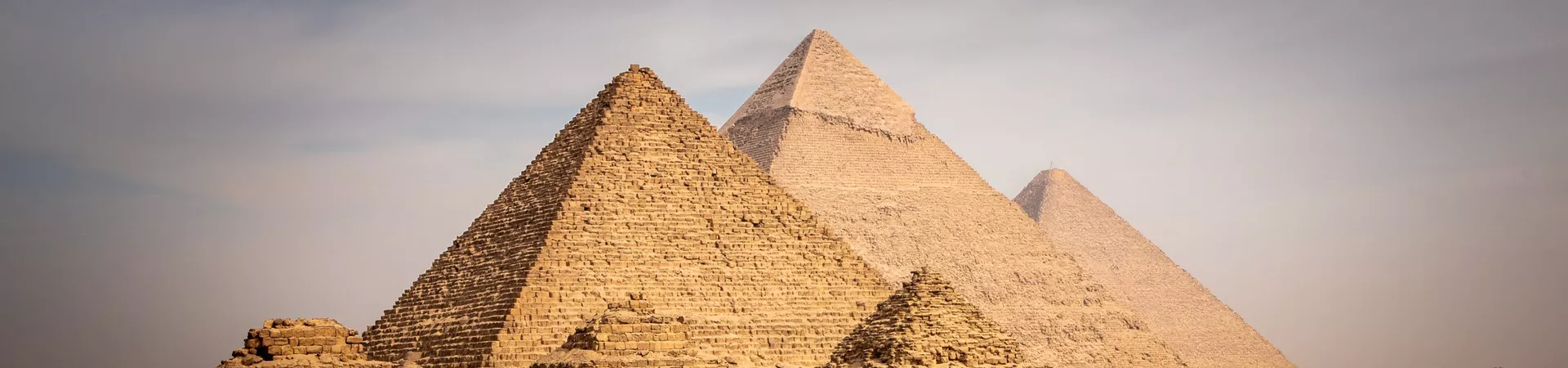 Ancient Giza Pyramids complex in Egypt, one of the world's most famous wonders