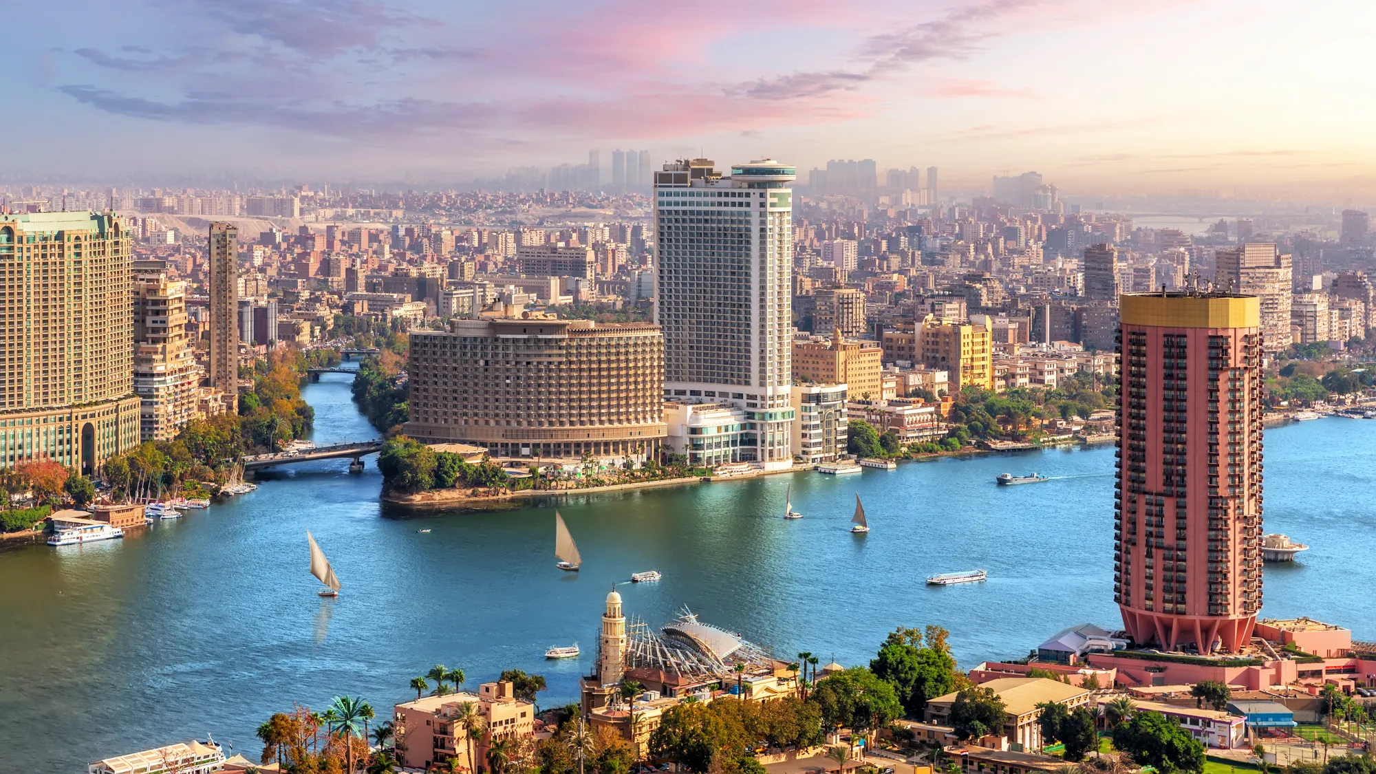 Cairo skyline looking over the Nile River