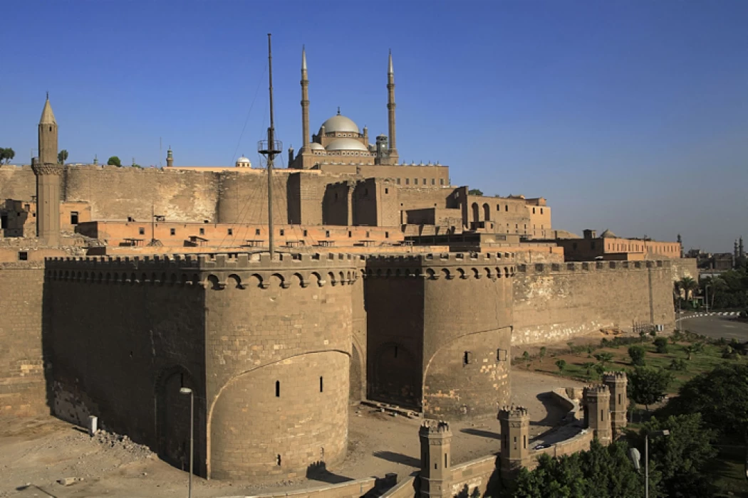 Historic Cairo Citadel with Muhammad Ali Mosque and city skyline views
