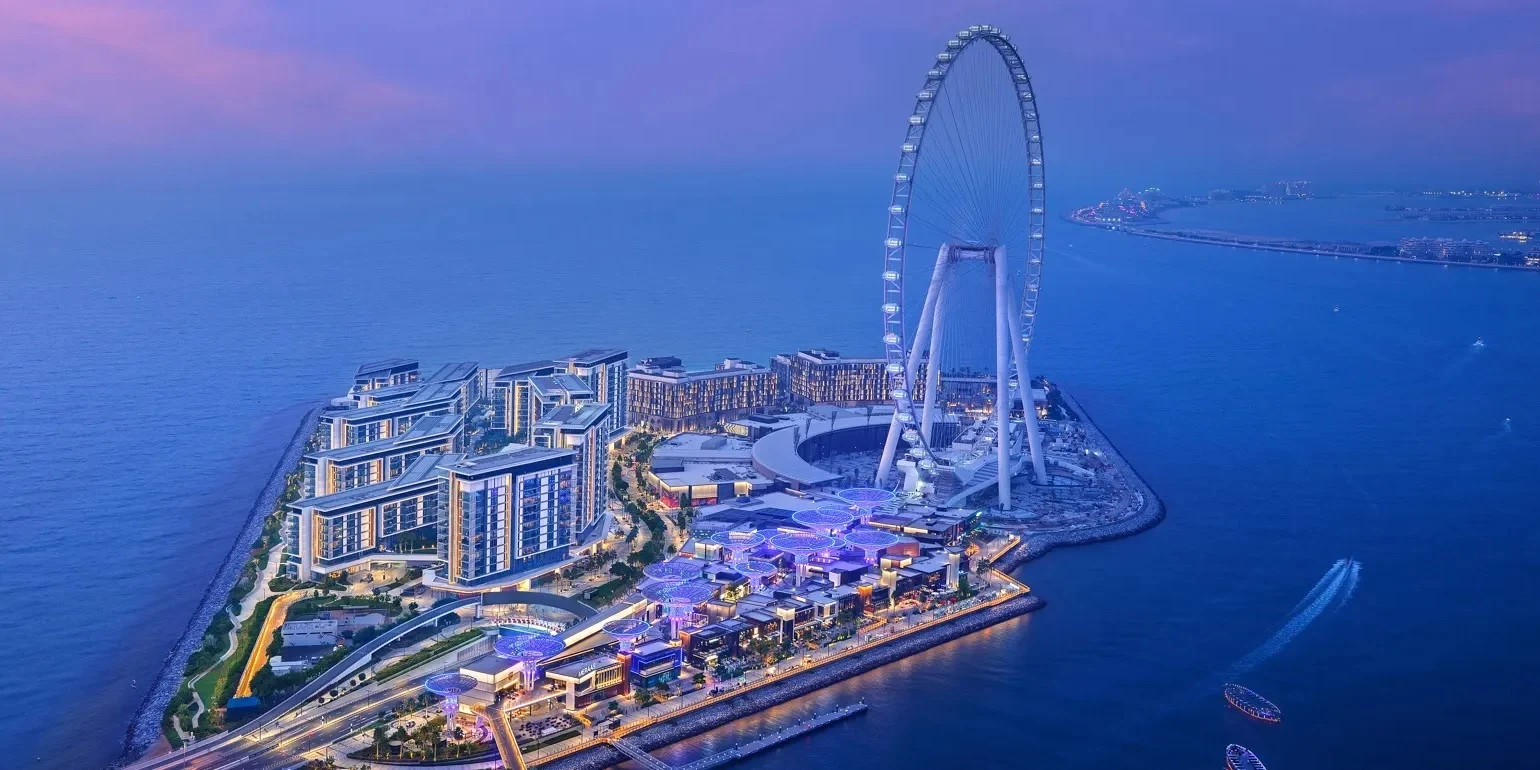 Famous Ain Dubai tourist attraction and waterfront views