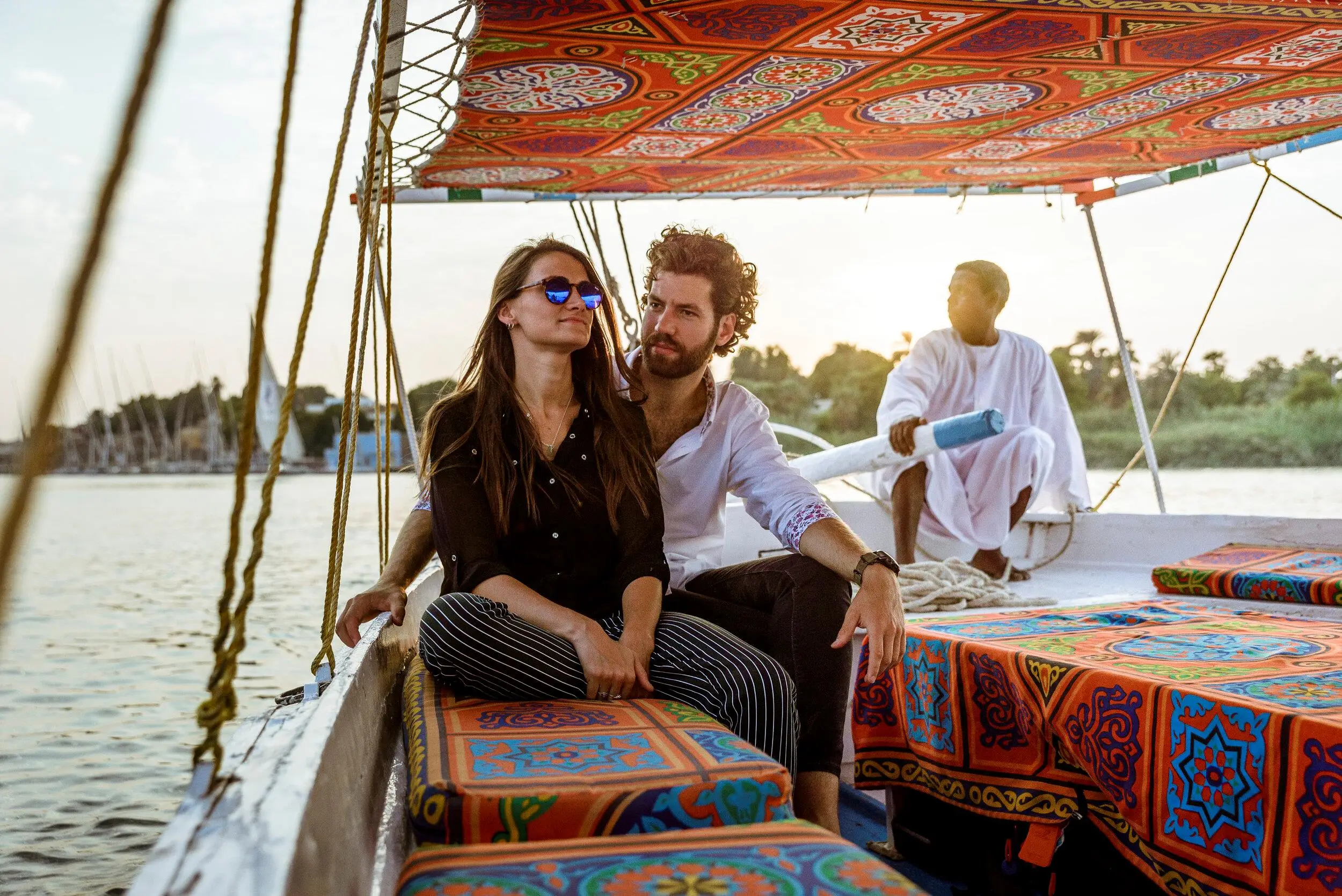 couple enjoying a private felucca ride on the Nile River