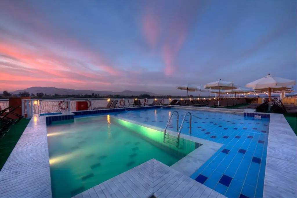 Swimming pool on a river cruise ship