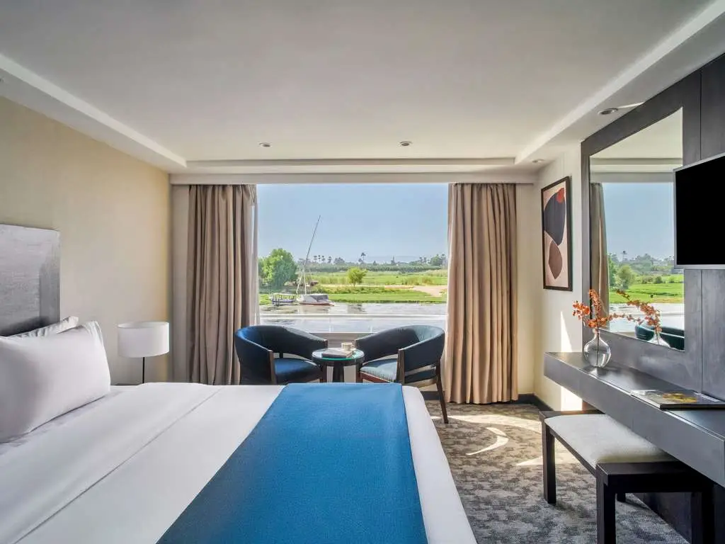 Deluxe cabin aboard the Mövenpick MS Royal Lily Nile Cruise