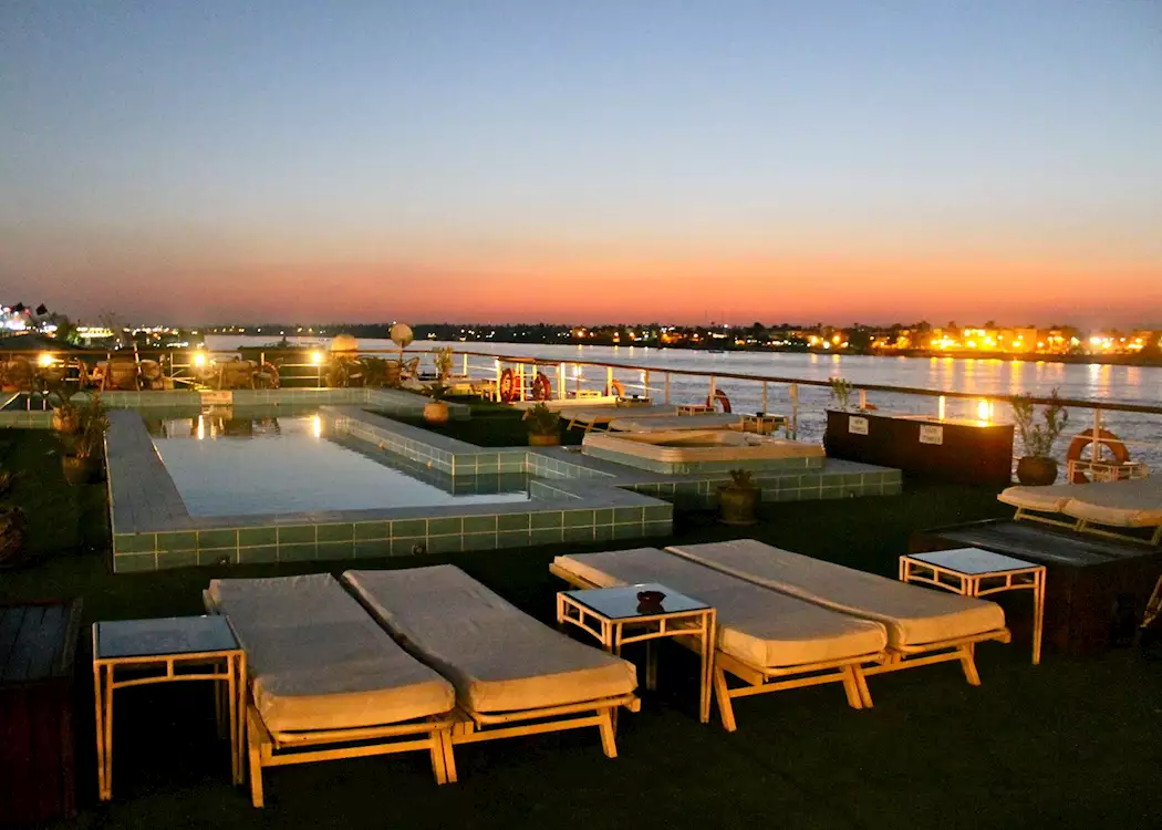 swimming pool area aboard the luxurious Mövenpick MS Royal Lily